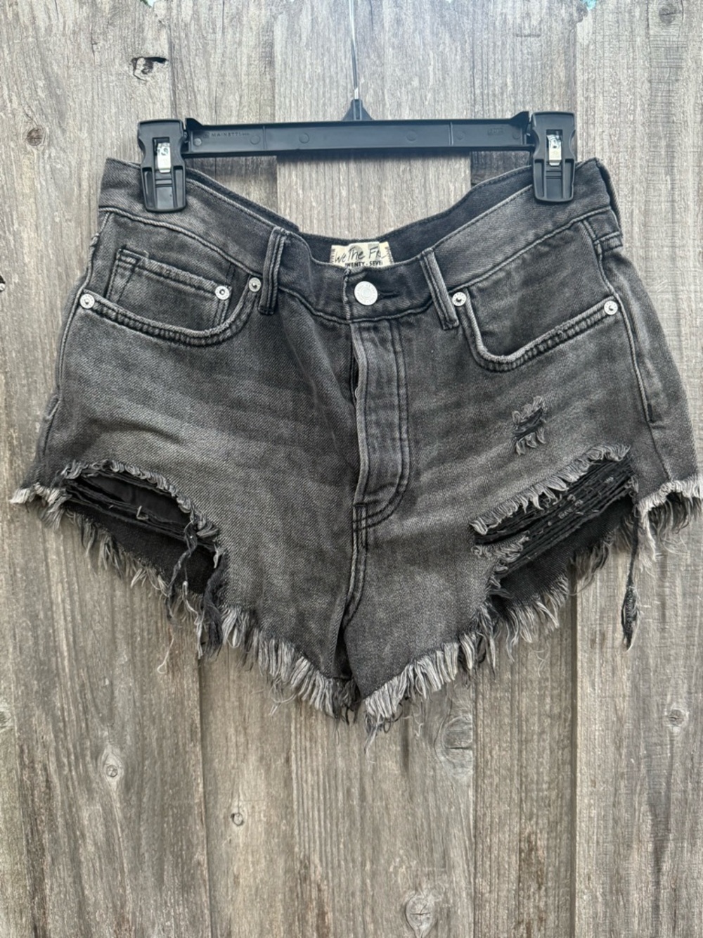 Free People We The Free Black Distressed Cutoff Denim Shorts 27